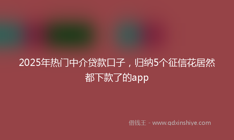 2025年热门中介贷款口子，归纳5个征信花居然都下款了的app