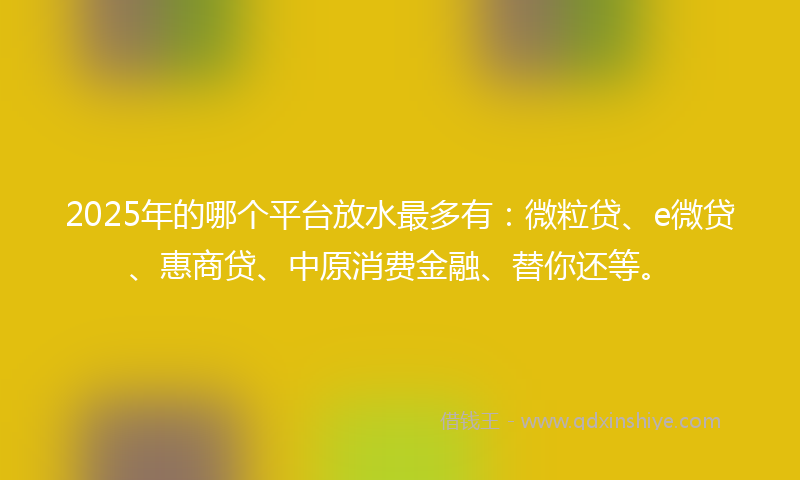 2025年的哪个平台放水最多有：微粒贷、e微贷、惠商贷、中原消费金融、替你还等。