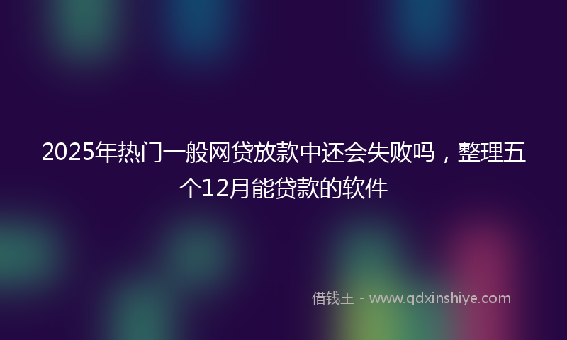 2025年热门一般网贷放款中还会失败吗，整理五个12月能贷款的软件
