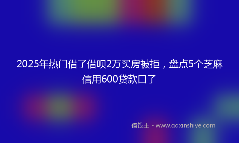 2025年热门借了借呗2万买房被拒，盘点5个芝麻信用600贷款口子