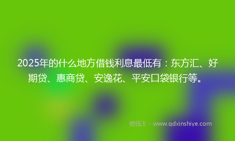 2025年的什么地方借钱利息最低有：东方汇、好期贷、惠商贷、安逸花、平安口袋银行等。