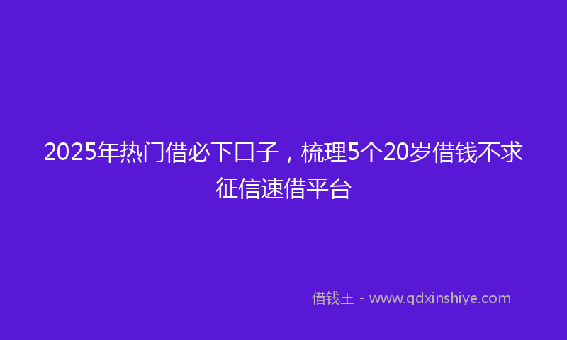 2025年热门借必下口子,梳理5个20岁借钱不求征信速借平台