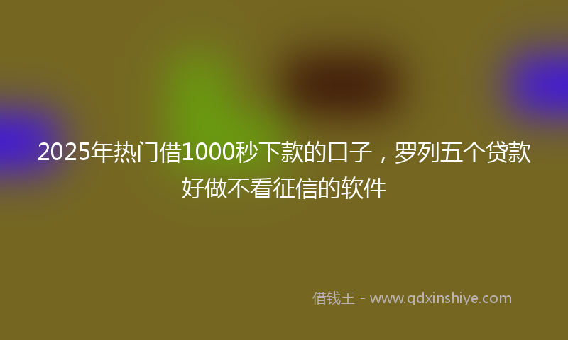 2025年热门借1000秒下款的口子，罗列五个贷款好做不看征信的软件