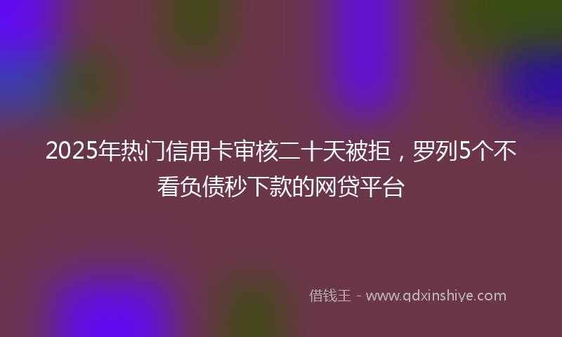 2025年热门信用卡审核二十天被拒，罗列5个不看负债秒下款的网贷平台
