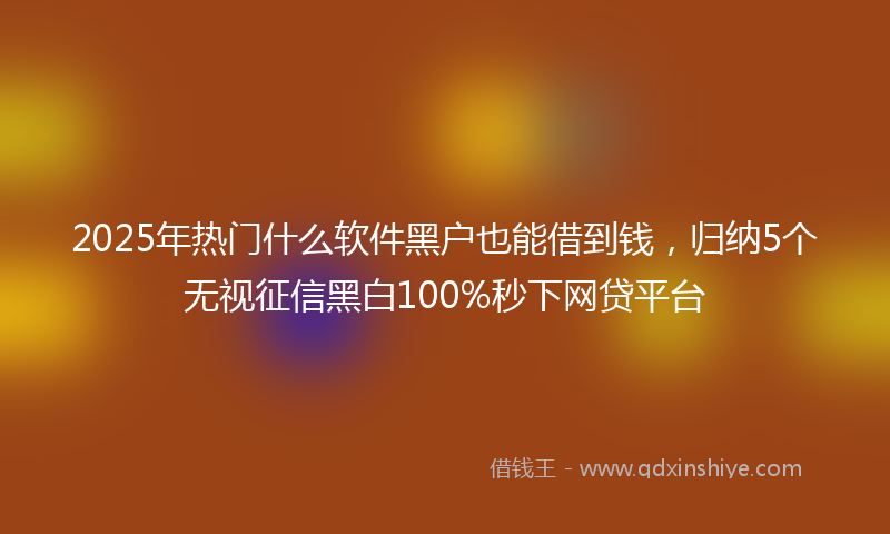 2025年热门什么软件黑户也能借到钱，归纳5个无视征信黑白100%秒下网贷平台