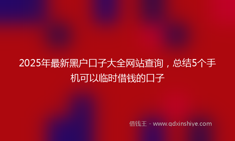 2025年最新黑户口子大全网站查询，总结5个手机可以临时借钱的口子
