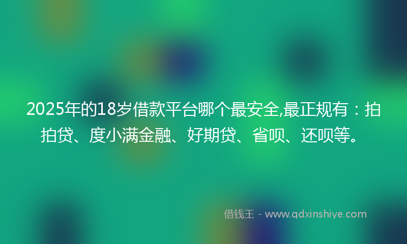 2025年的18岁借款平台哪个最安全,最正规有：拍拍贷、度小满金融、好期贷、省呗、还呗等。