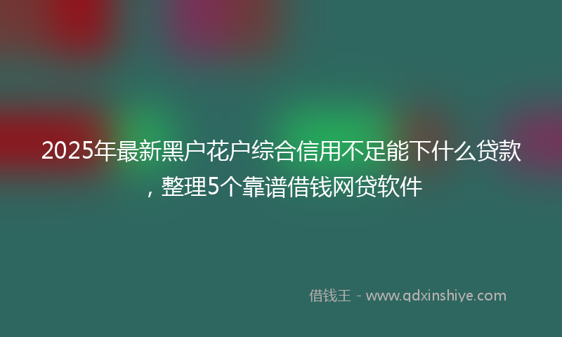 2025年最新黑户花户综合信用不足能下什么贷款，整理5个靠谱借钱网贷软件