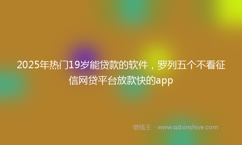 2025年热门19岁能贷款的软件，罗列五个不看征信网贷平台放款快的app