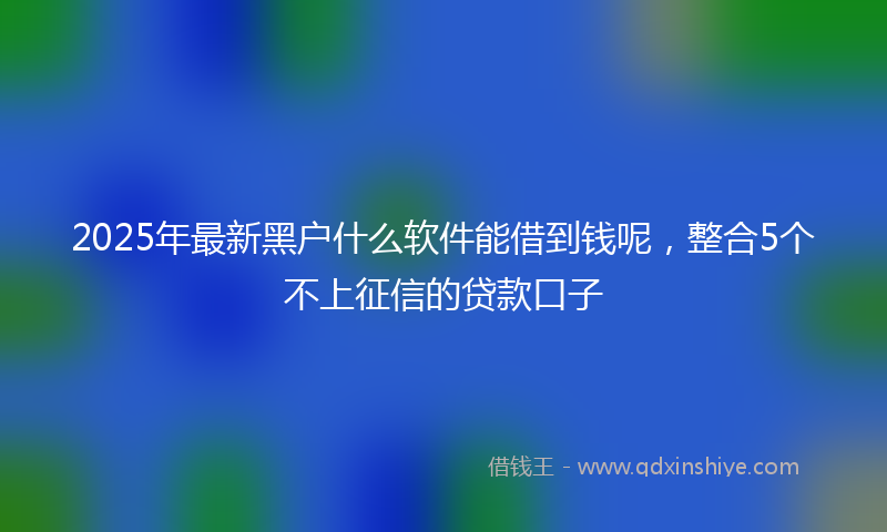 2025年最新黑户什么软件能借到钱呢，整合5个不上征信的贷款口子
