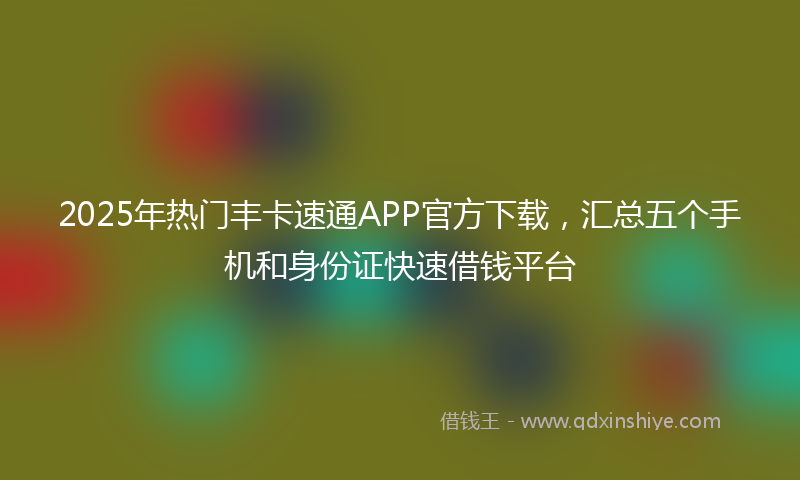2025年热门丰卡速通APP官方下载，汇总五个手机和身份证快速借钱平台