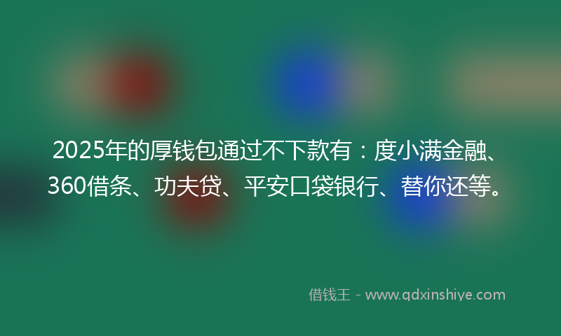 2025年的厚钱包通过不下款有：度小满金融、360借条、功夫贷、平安口袋银行、替你还等。