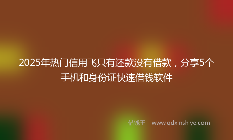 2025年热门信用飞只有还款没有借款，分享5个手机和身份证快速借钱软件