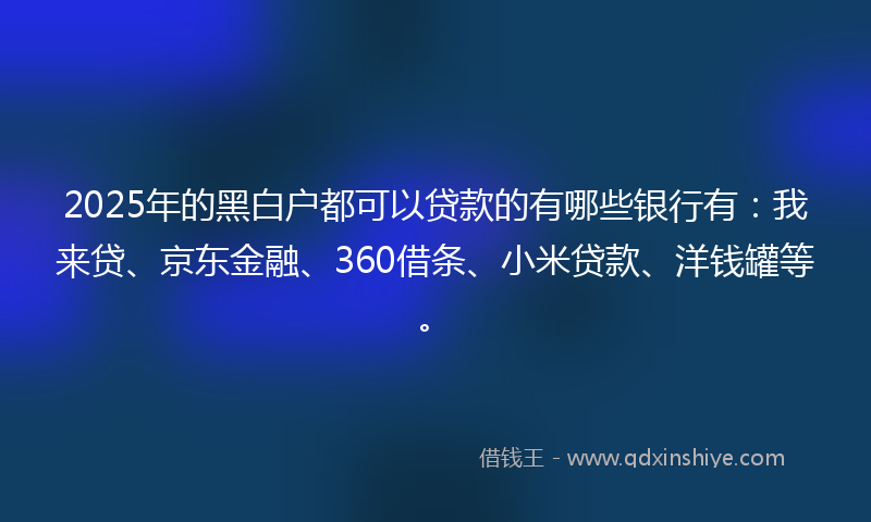 2025年的黑白户都可以贷款的有哪些银行有：我来贷、京东金融、360借条、小米贷款、洋钱罐等。