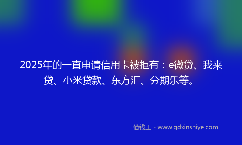 2025年的一直申请信用卡被拒有：e微贷、我来贷、小米贷款、东方汇、分期乐等。