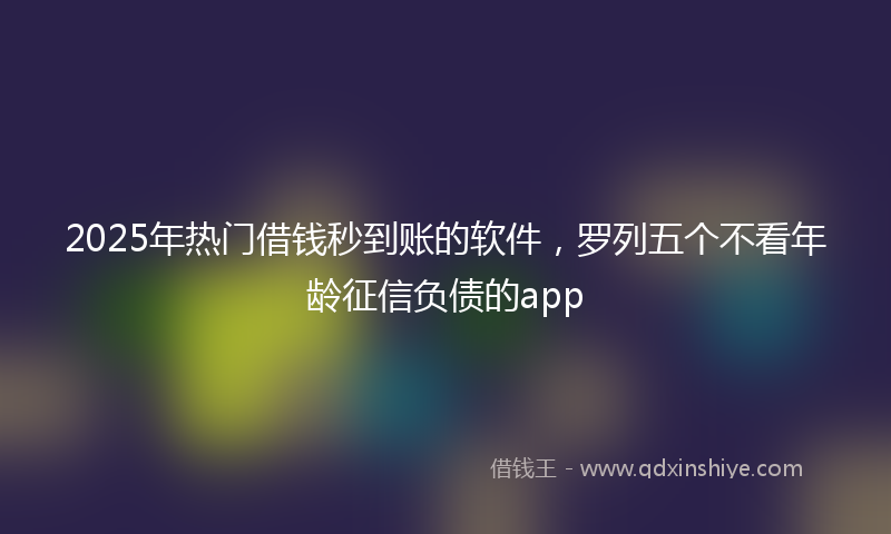 2025年热门借钱秒到账的软件，罗列五个不看年龄征信负债的app