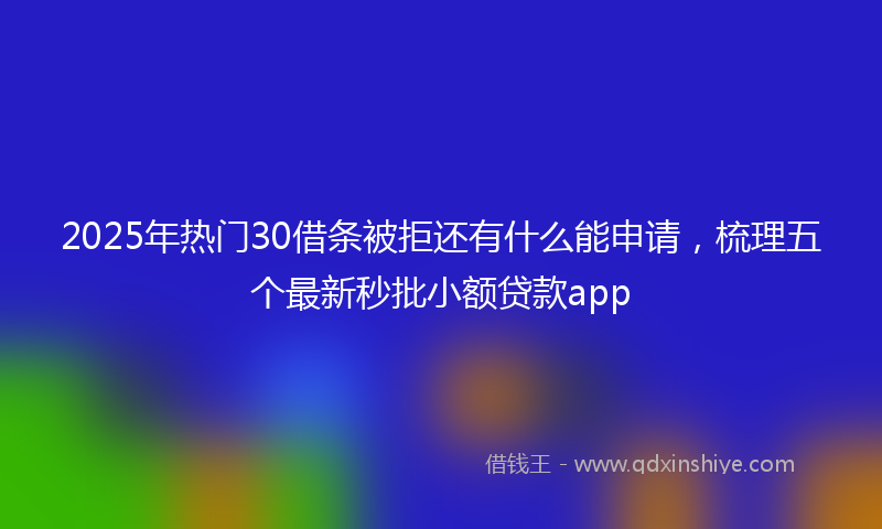2025年热门30借条被拒还有什么能申请，梳理五个最新秒批小额贷款app