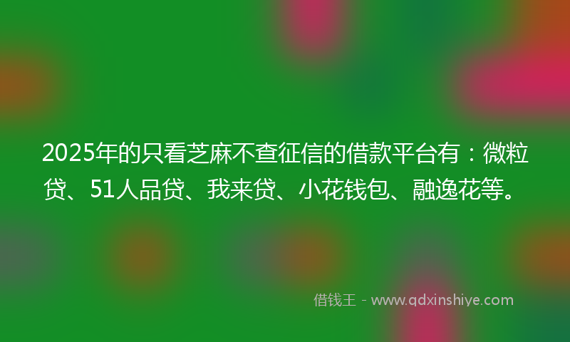 2025年的只看芝麻不查征信的借款平台有：微粒贷、51人品贷、我来贷、小花钱包、融逸花等。