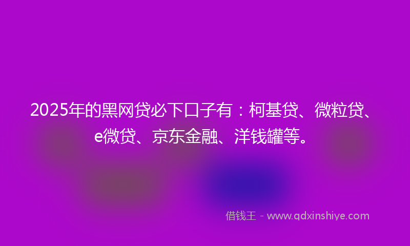2025年的黑网贷必下口子有：柯基贷、微粒贷、e微贷、京东金融、洋钱罐等。