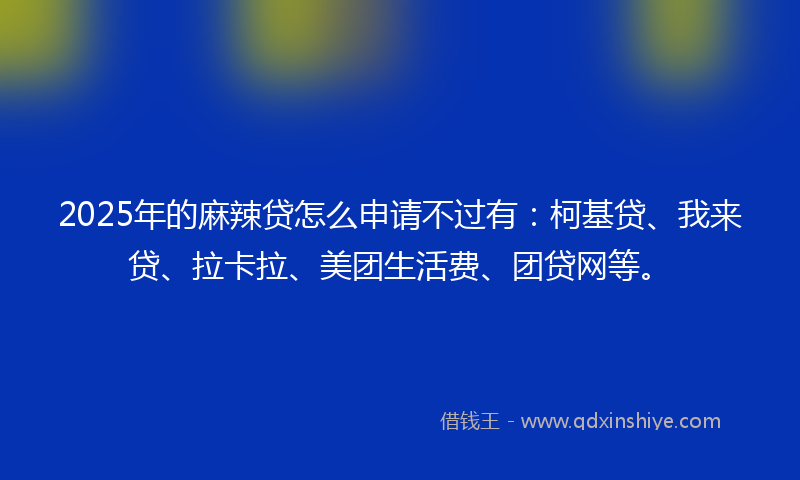2025年的麻辣贷怎么申请不过有：柯基贷、我来贷、拉卡拉、美团生活费、团贷网等。