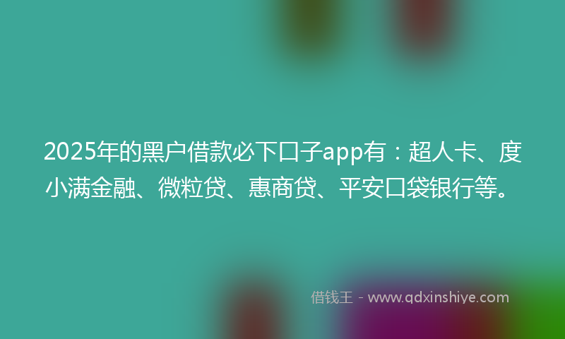 2025年的黑户借款必下口子app有：超人卡、度小满金融、微粒贷、惠商贷、平安口袋银行等。