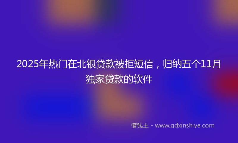 2025年热门在北银贷款被拒短信，归纳五个11月独家贷款的软件