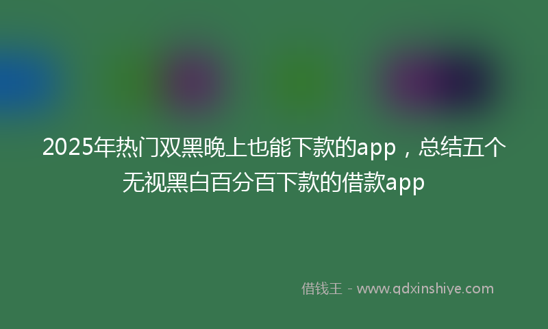 2025年热门双黑晚上也能下款的app，总结五个无视黑白百分百下款的借款app