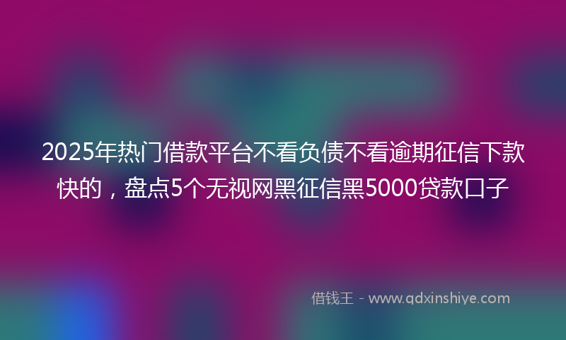 2025年热门借款平台不看负债不看逾期征信下款快的，盘点5个无视网黑征信黑5000贷款口子