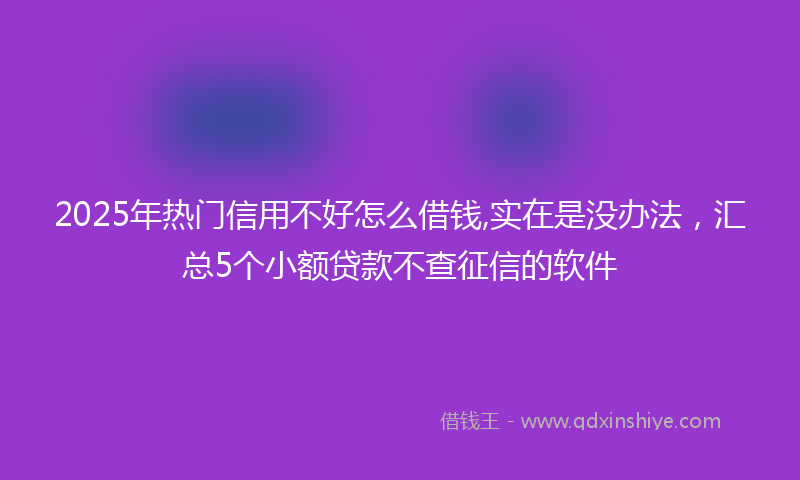 2025年热门信用不好怎么借钱,实在是没办法，汇总5个小额贷款不查征信的软件