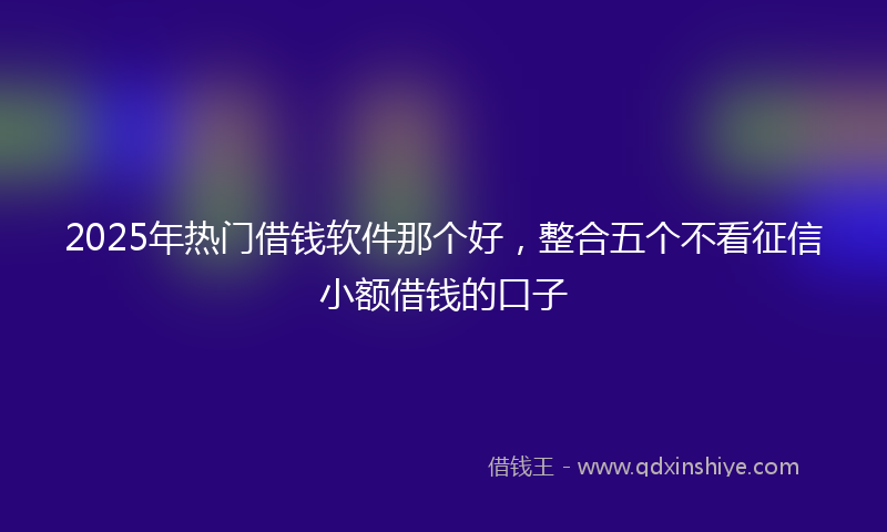 2025年热门借钱软件那个好，整合五个不看征信小额借钱的口子