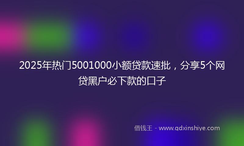 2025年热门5001000小额贷款速批，分享5个网贷黑户必下款的口子