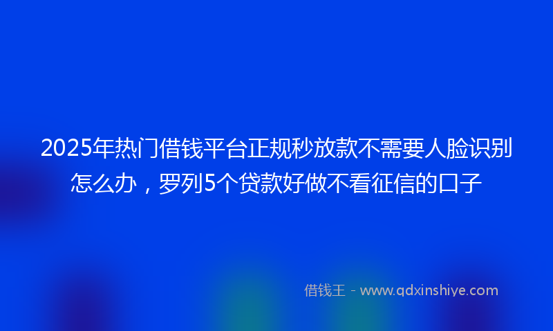 2025年热门借钱平台正规秒放款不需要人脸识别怎么办，罗列5个贷款好做不看征信的口子