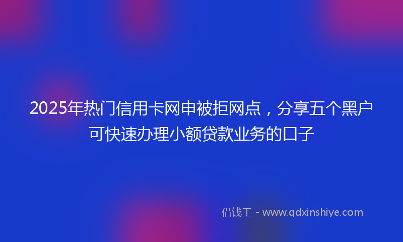 2025年热门信用卡网申被拒网点，分享五个黑户可快速办理小额贷款业务的口子
