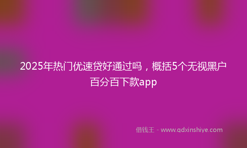 2025年热门优速贷好通过吗，概括5个无视黑户百分百下款app