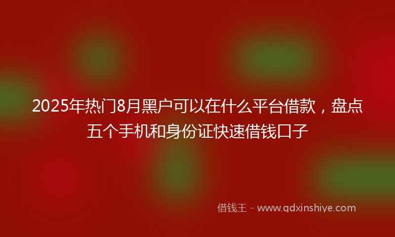 2025年热门8月黑户可以在什么平台借款，盘点五个手机和身份证快速借钱口子