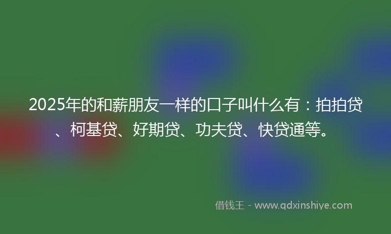 2025年的和薪朋友一样的口子叫什么有：拍拍贷、柯基贷、好期贷、功夫贷、快贷通等。