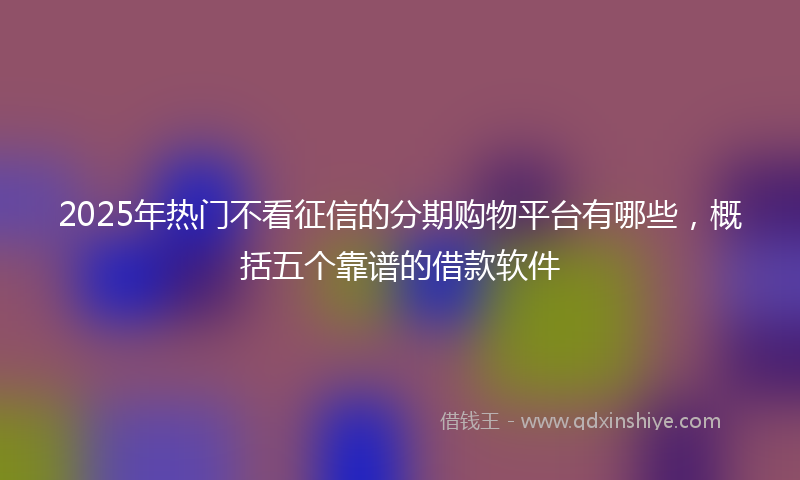 2025年热门不看征信的分期购物平台有哪些，概括五个靠谱的借款软件