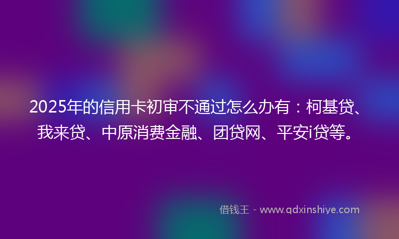 2025年的信用卡初审不通过怎么办有：柯基贷、我来贷、中原消费金融、团贷网、平安i贷等。