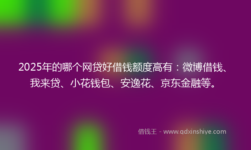 2025年的哪个网贷好借钱额度高有：微博借钱、我来贷、小花钱包、安逸花、京东金融等。