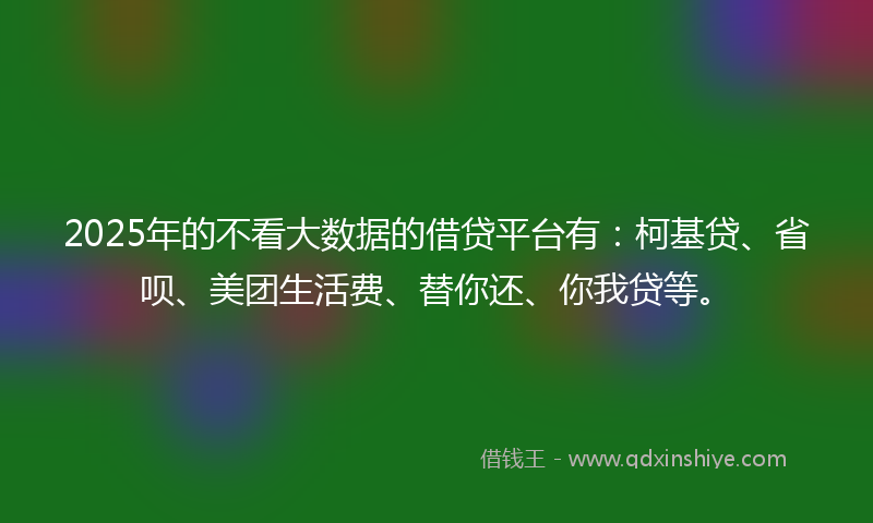 2025年的不看大数据的借贷平台有：柯基贷、省呗、美团生活费、替你还、你我贷等。