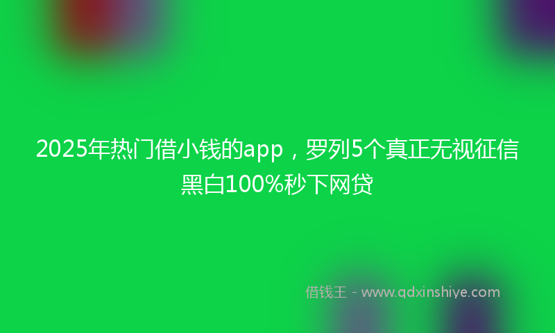 2025年热门借小钱的app,罗列5个真正无视征信黑白100%秒下网贷