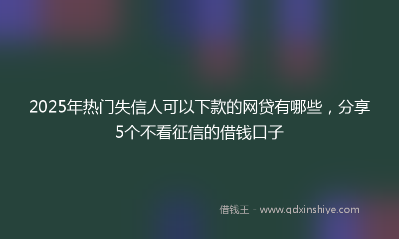 2025年热门失信人可以下款的网贷有哪些，分享5个不看征信的借钱口子