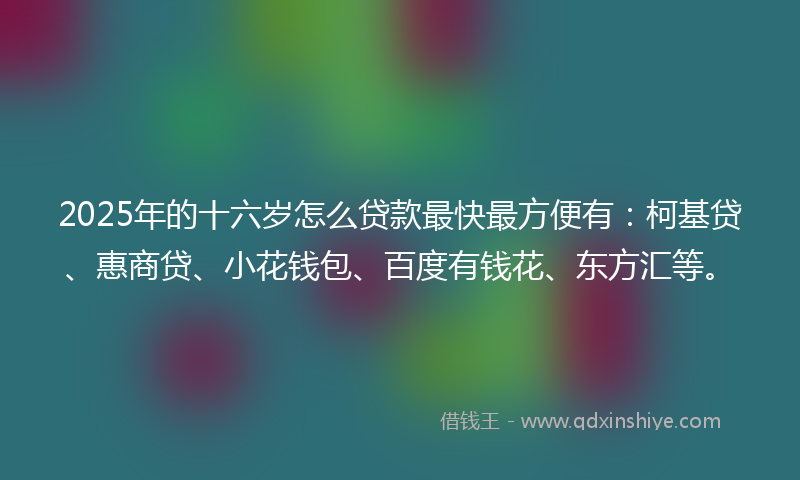 2025年的十六岁怎么贷款最快最方便有：柯基贷、惠商贷、小花钱包、百度有钱花、东方汇等。