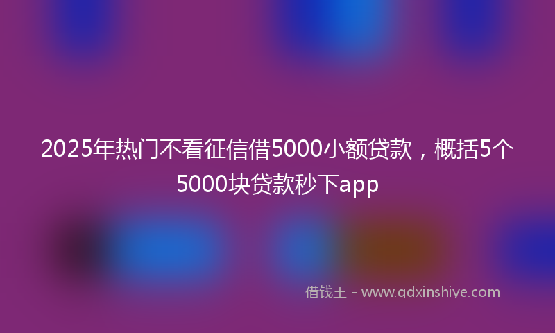 2025年热门不看征信借5000小额贷款，概括5个5000块贷款秒下app