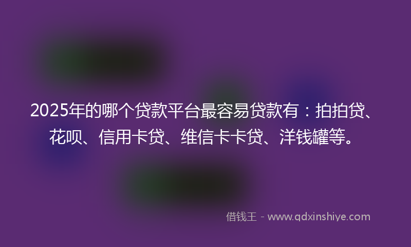 2025年的哪个贷款平台最容易贷款有：拍拍贷、花呗、信用卡贷、维信卡卡贷、洋钱罐等。
