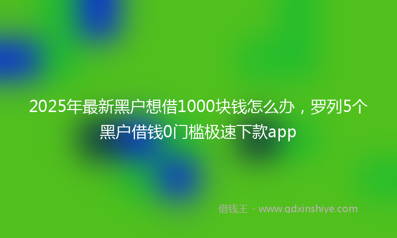2025年最新黑户想借1000块钱怎么办，罗列5个黑户借钱0门槛极速下款app