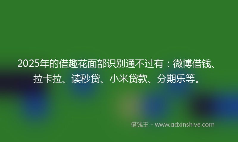2025年的借趣花面部识别通不过有：微博借钱、拉卡拉、读秒贷、小米贷款、分期乐等。