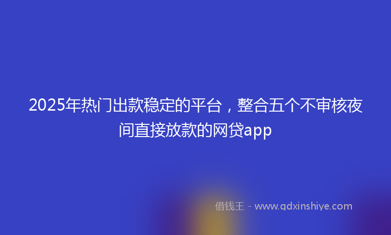 2025年热门出款稳定的平台，整合五个不审核夜间直接放款的网贷app