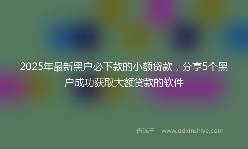 2025年最新黑户必下款的小额贷款，分享5个黑户成功获取大额贷款的软件