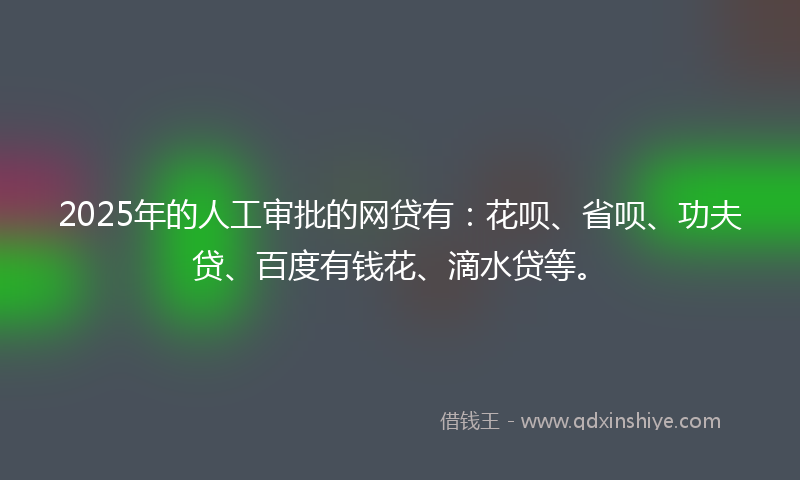 2025年的人工审批的网贷有：花呗、省呗、功夫贷、百度有钱花、滴水贷等。